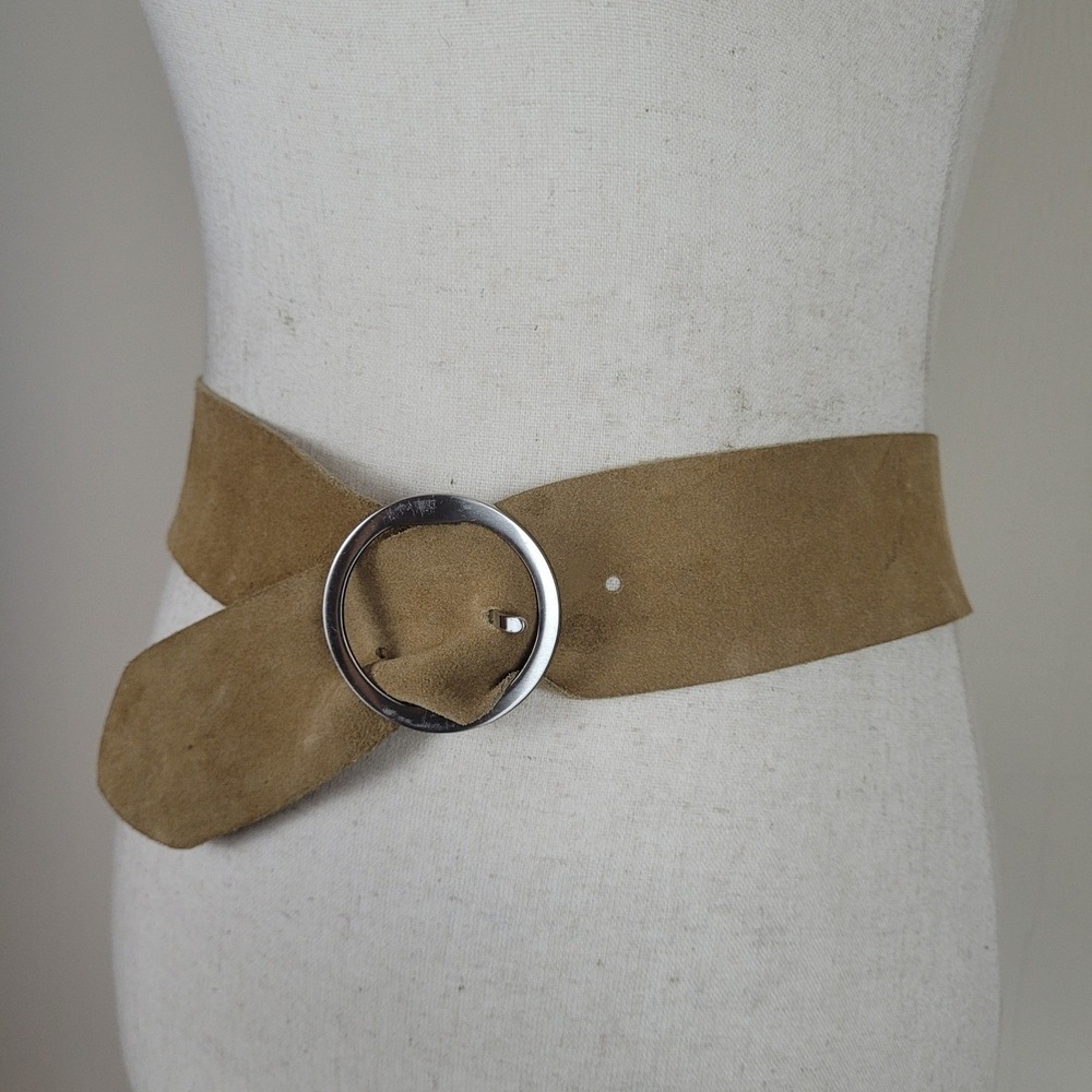 Banana Republic Belt Small Tan Brown Suede Silver Buckle Boho Cowgirl Equestrian